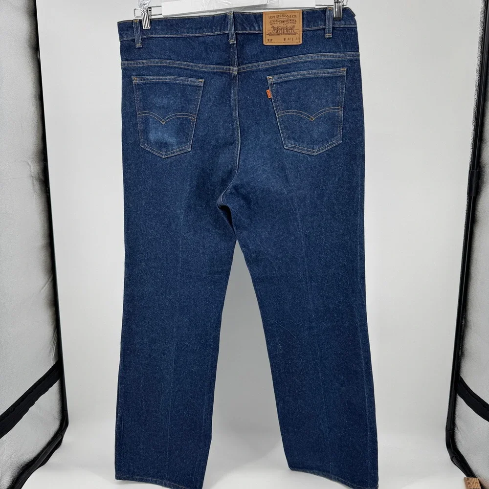 Levi's Orange Tab 517 Jeans Mens 42x32 Blue Vintage 94 Made in USA Bootcut Denim